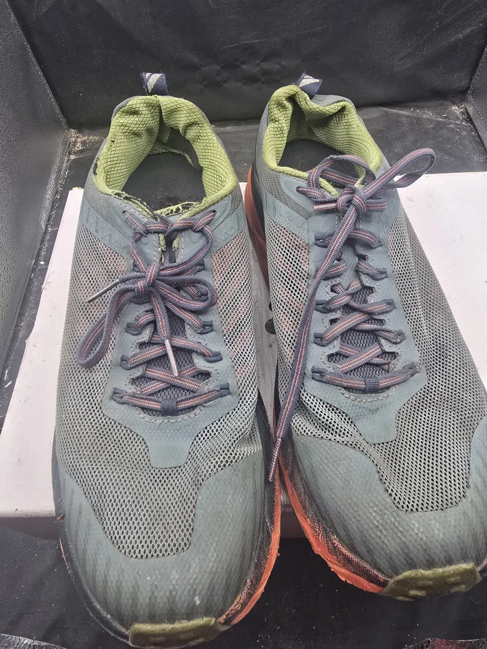 Hoka One One Men's Green Mesh Running Shoes with Orange Soles‎